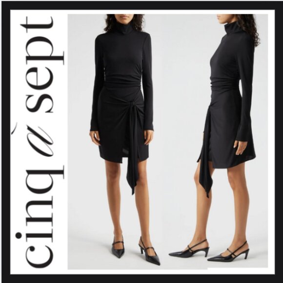 NWT Johnson Knit Turtleneck Tie-Waist Minidress - Picture 1 of 3